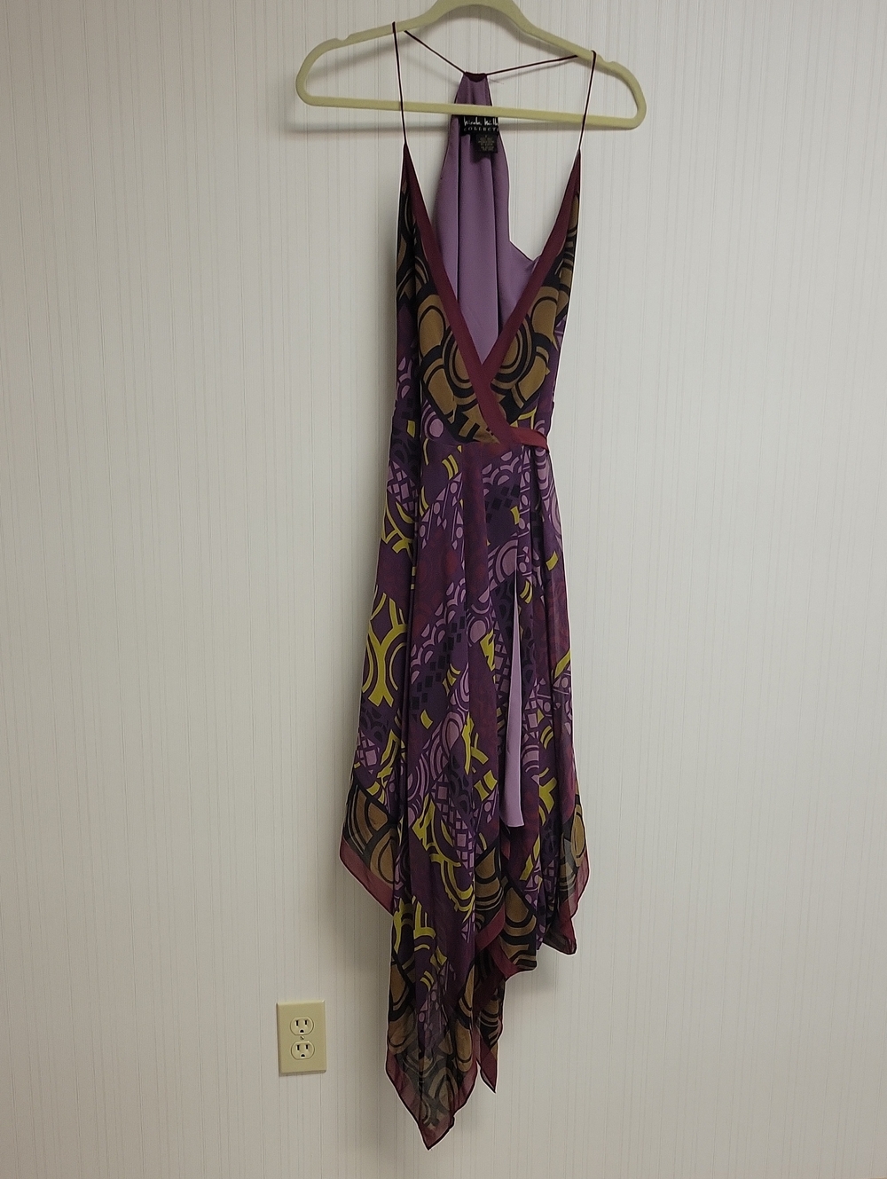 Nicole Miller Collection Asymmetrical Silk Wrap Dress Sz 2 Boho Fairy Whimsigoth